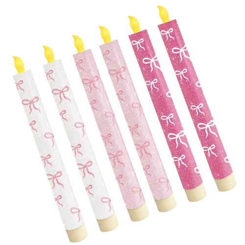 6PCS Elegant Printed Electronic Candle Timer Controlled-bow tie