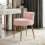 Living And Home Teddy Fleece Dressing Table Stool with Iron Legs, Pink 2