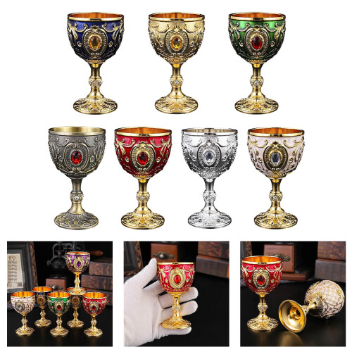 Stylish 100ml Antique Themed Drinking Cup Durable Alloy-Red 2