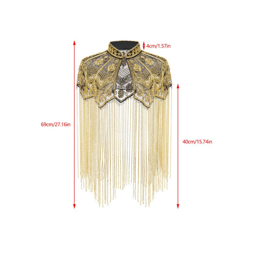 Luxurious Sequined Shawl With Long Fringed Embroidery-Silver 1