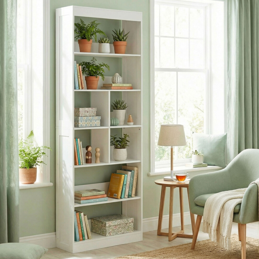 Homcom (White) Bookcase, 6-Tier Bookshelf With Anti-Tipping Design
