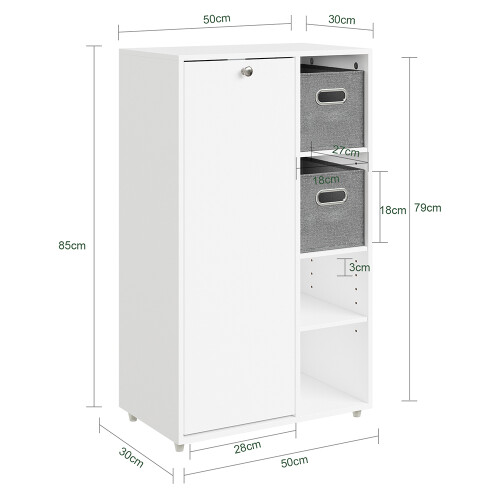 SoBuy Ντουλάπι Μπάνιου BZR218-W Λευκό 50x30x85 εκ. 2