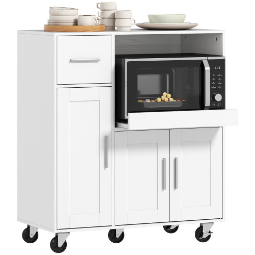 Homcom HOMCOM Rolling Kitchen Cart, Microwave Cabinet with Adjustable Shelf 1