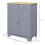 Homcom HOMCOM Rubber Wood Top Kitchen Side Cabinet with Adjustable Shelf, Grey 3