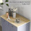 Homcom HOMCOM Rubber Wood Top Kitchen Side Cabinet with Adjustable Shelf, Grey 5