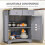 Homcom HOMCOM Rubber Wood Top Kitchen Side Cabinet with Adjustable Shelf, Grey 6