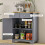 Homcom HOMCOM Rubber Wood Top Kitchen Side Cabinet with Adjustable Shelf, Grey 7