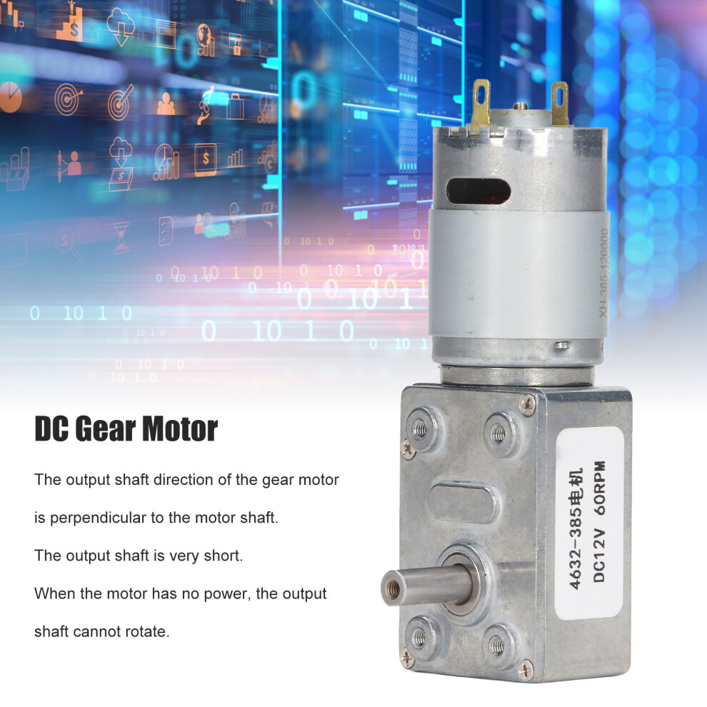 Worm Gear Motor DC 12V Self Locking 60RPM