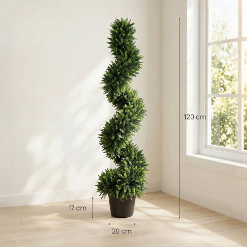 Homcom Artificial Cypress Topiary Tree with 700 Leaves, Set of 2 1