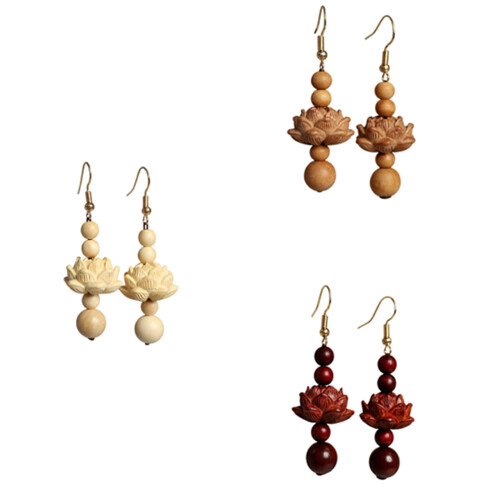 Boucles d'oreilles en bois à fleurs délicates, bijoux-UN 1