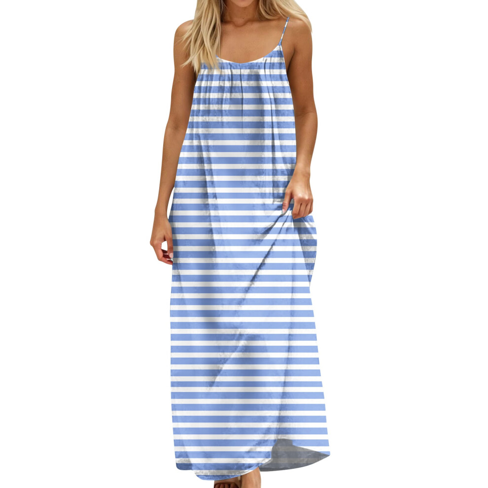 Women Backless Cami Dress, Summer Casual Sleeveless-Sky Blue XL