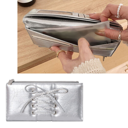 Long Wallet with Elegant Bows Tie Detail Spacious Interior-blue 2