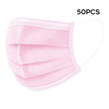 (Pink) 50 bandanas jetables 3 plis pour le visage, destinés à protéger le nez et la bouche des adultes
