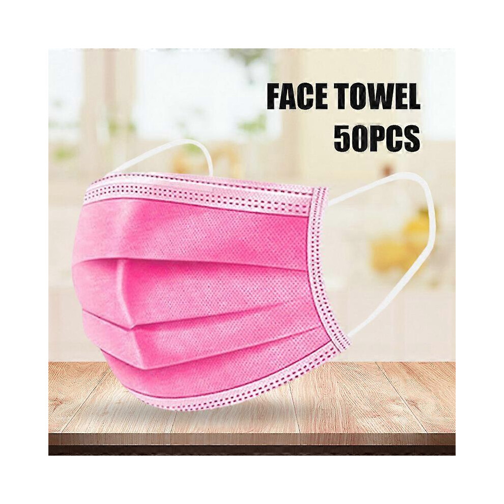 Red (Rose 50Pcs) 50Pcs Disposable 3Ply Face Bandanas For Adult Nose Mouth Protection
