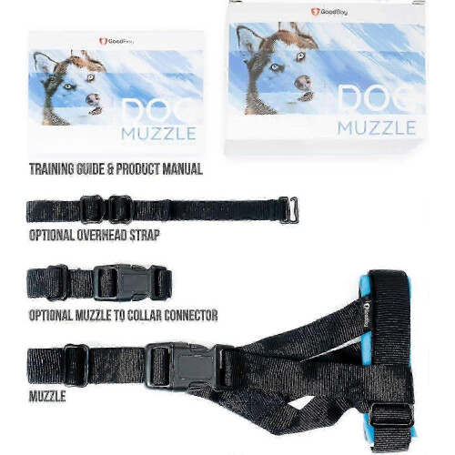 (Blue, S) Gentle Dog Muzzle Guard - Prevents Biting & Chewing, Soft Neoprene Padding, Secure Fit, No Chafing, Training Aid 1
