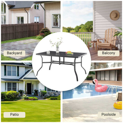 Birchtree BIRCHTREE 144x94cm Garden Metal Table Black 1