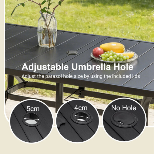 Birchtree BIRCHTREE 144x94cm Garden Metal Table Black 2