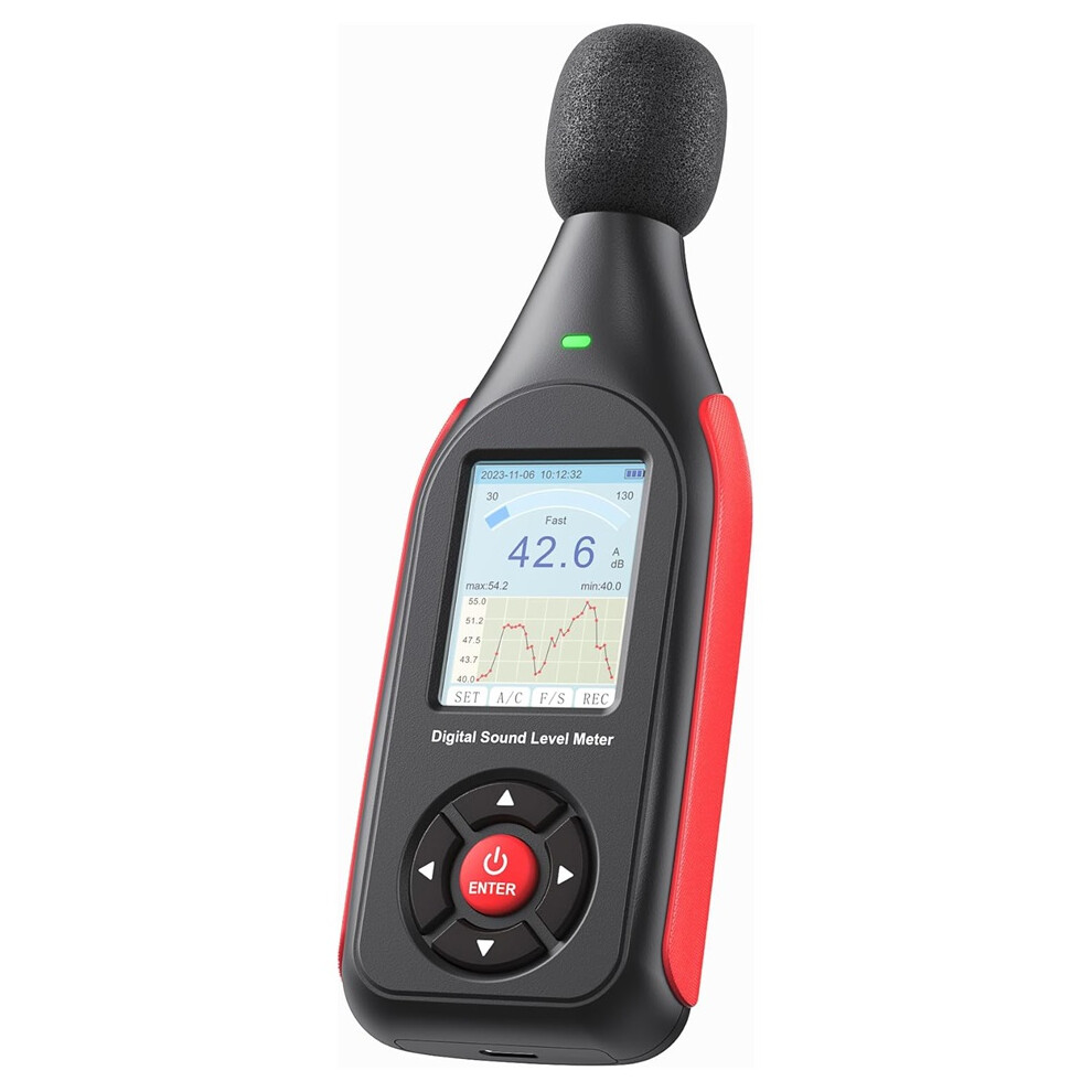 Decibel Meter, Sound & Noise Decibel Level Reader Monitor, Spl Meter 30Db To 130Db(A) With Record, Visual Alarm, A/C Weighted 747887431748
