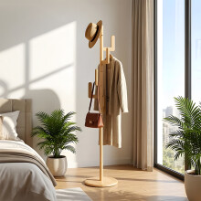Cactus Shape Wooden Coat Rack, Natural