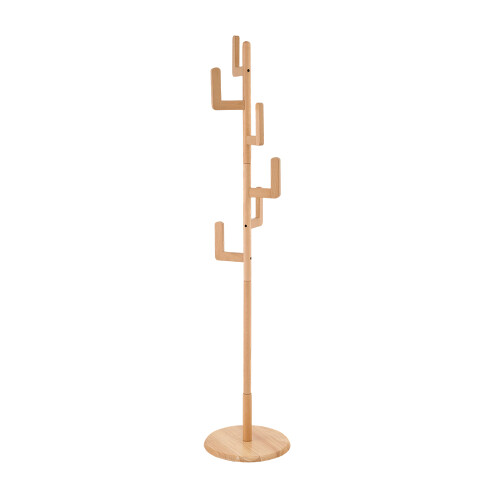 Living And Home Cactus Shape Wooden Coat Rack, Natural 2