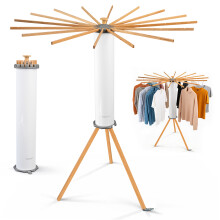 Octopus Drying Rack Clothes Airer 16 Wooden Rod Arms Laundry Dryer Tripod Hanger