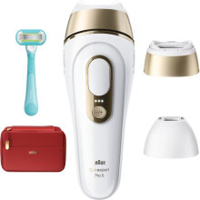 Haarentferner mit intensiven Lichtimpulsen - BRAUN - Silk·expert Pro 5 PL5221 - IPL - SkinProtect Sensor - Weiß und Gold