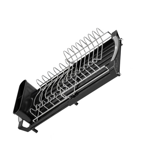 Flexible Expandable Over Sink Dish Drainer With Two-Black