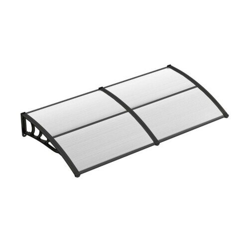 Vordach - HELLOSHOP26 - 140,5 x 46,8 cm - Grau - Polycarbonat - Windwiderstand Grad 4