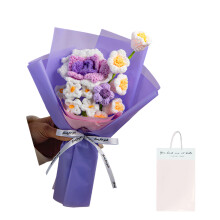 Delicate Handmade Woolen Floral Bouquets Perfect-Purple