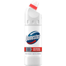 Domestos White & Sparkle Thick Bleach disinfectant that eliminates 99.99% of bacteria and viruses* unstoppable whitening power 750 ml