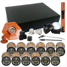 Cocktail-Räucherset aus massivem Holz, bestehend aus Whisky-Räucherdeckel, Filternetz, Bar-Mix-Werkzeug und Holzdeckel.
