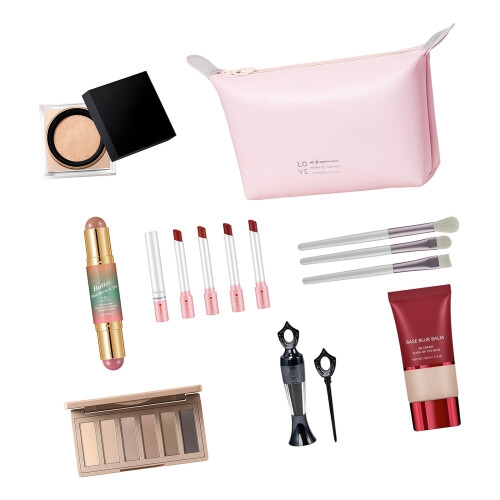Travel Friendly Cosmetics Bundle With Cream Blush And Eyeshadow