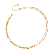Elegante Zirkon- und Ketten-Layering-Halskette aus-Gold