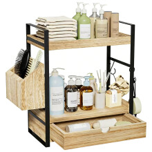 2 Level Storage Rack For Kitchen Bathroom Countertop With Side