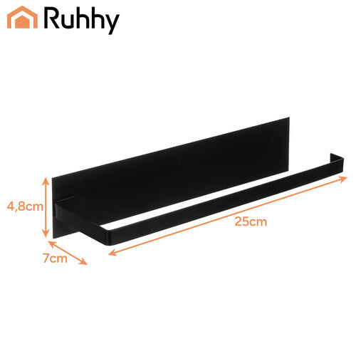 Paper Towel Holder, Black Metal, No-Drill Install 1