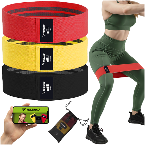 Widerstandsbänder-Set, 3 Stufen, Stoff, QR-Code-Trainingsplan 1