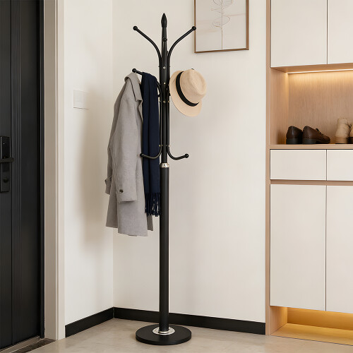 Living And Home Freestanding Metal Hat Coat Rack Stand, Black 1