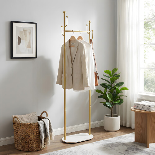 Living And Home Freestanding Marble Base Clothes Rack