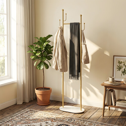 Living And Home Freestanding Marble Base Clothes Rack 1