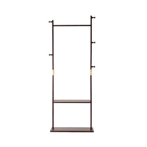 Living And Home Freestanding Wooden Clothes Rack with 5 Hooks, Walnut 1