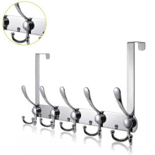 Over-the-Door Coat Rack, Silver Stainless Steel Door Hook (15 Hooks, 4.5 cm)