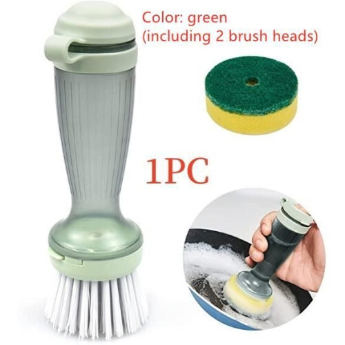Dish Brush, Multifunctional Cleaning Brush, with Detergent Dispenser, Replaceable Brush Head, for