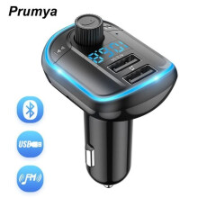 PRUMYA Bluetooth FM Transmitter - Car Hands-Free Kit - Dual USB Ports 5V/3.1A