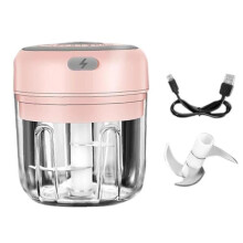 Electric garlic masher, cordless grinder, portable mini chopper, pink, 250ml
