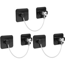Set of 3 Childproof Window Locks, Adhesive Refrigerator Door Lock, Cable Opening Limiter, Window Security Block