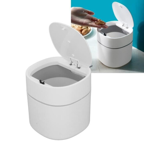 Dilwe Mini Office Bin - White - One Touch Opening - Easy to Clean 1