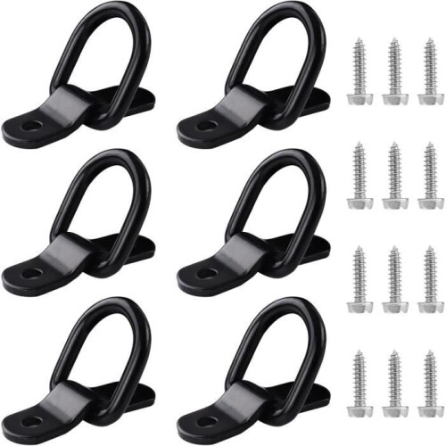 Tie-Down Rings - Black - 6pcs - 400 kg - Easy Installation - Galvanized Iron