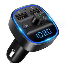 [2020 Version] LENCENT Bluetooth FM Transmitter, Bluetooth MP3 Player Wireless Radio Adapter Car FM Transmitter Kit Charger