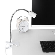 LED Clip-on Desk Lamp - Dimmable - Flexible - White - Metal + Plastic - E27