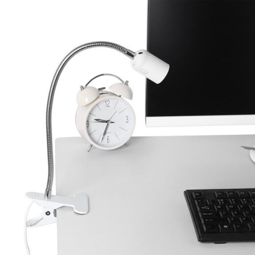 LED Clip-on Desk Lamp - Dimmable - Flexible - White - Metal + Plastic - E27